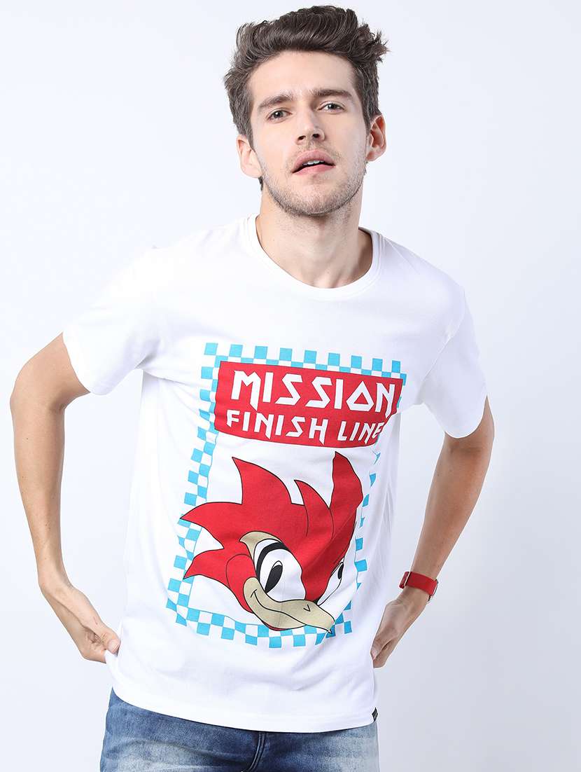 men front print round neck t-shirt