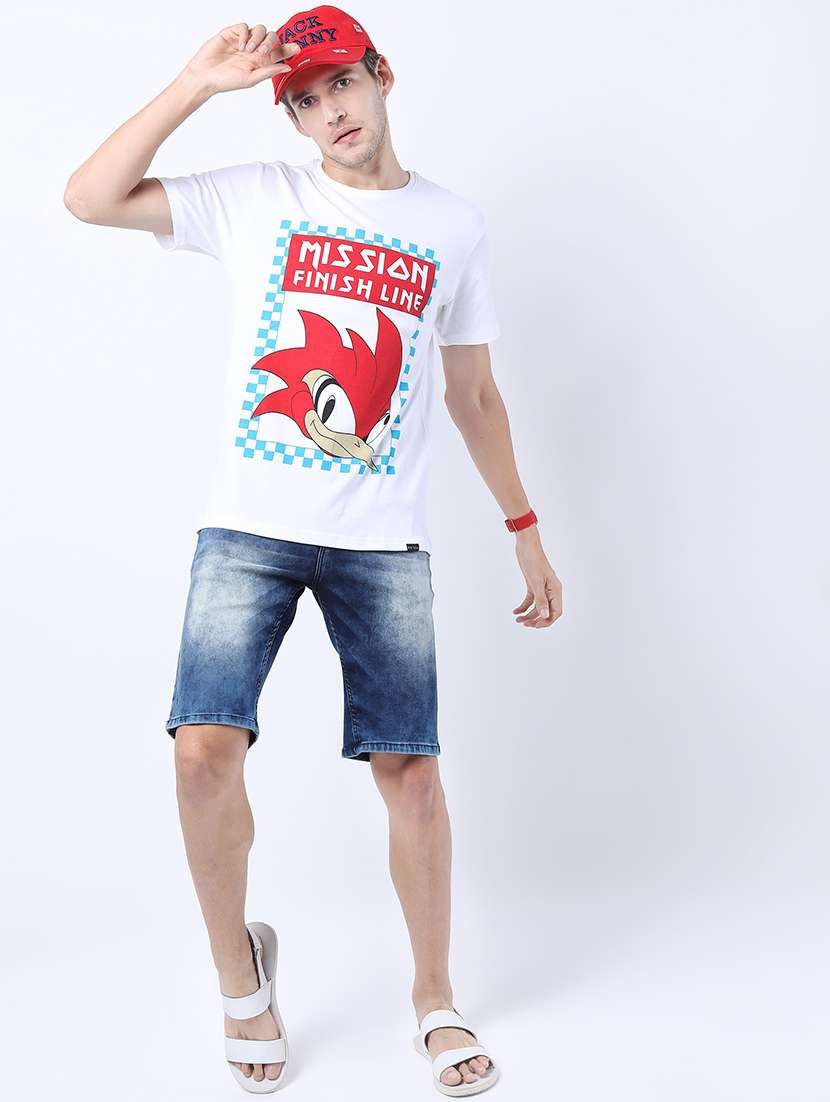 men front print round neck t-shirt - 21375401 -  Standard Image - 3