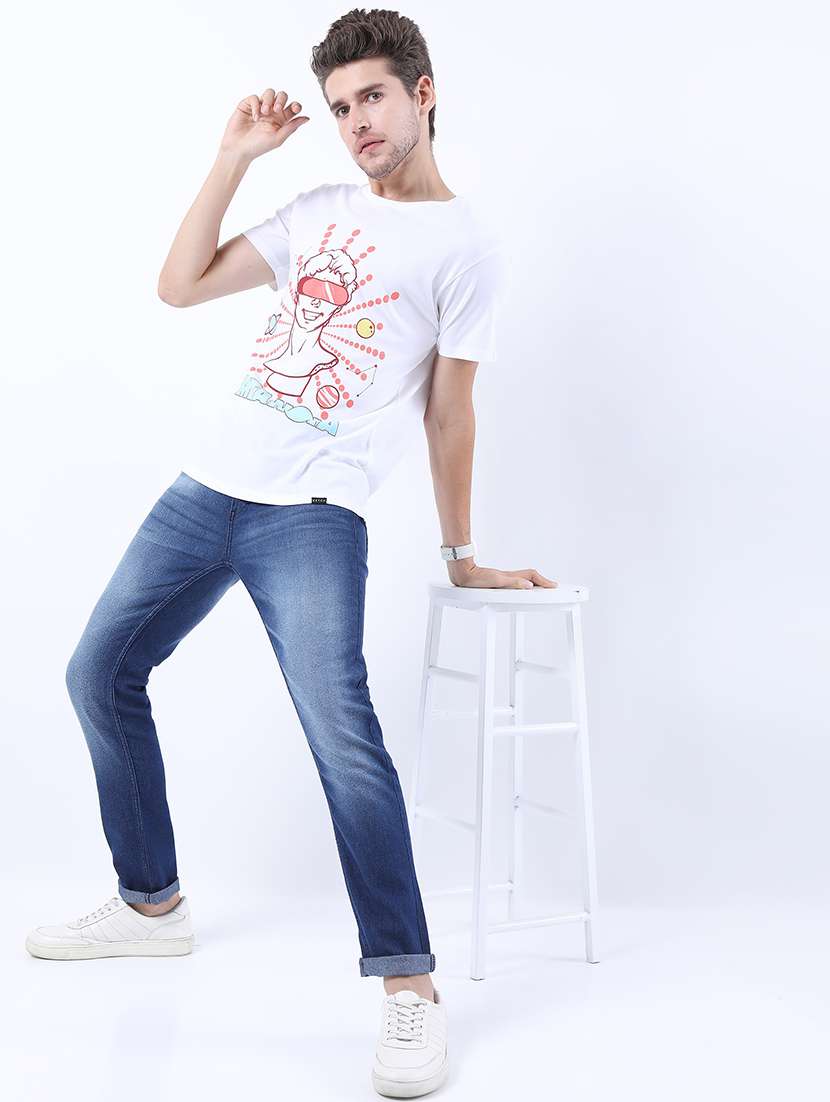 men front print round neck t-shirt - 21375404 -  Standard Image - 3