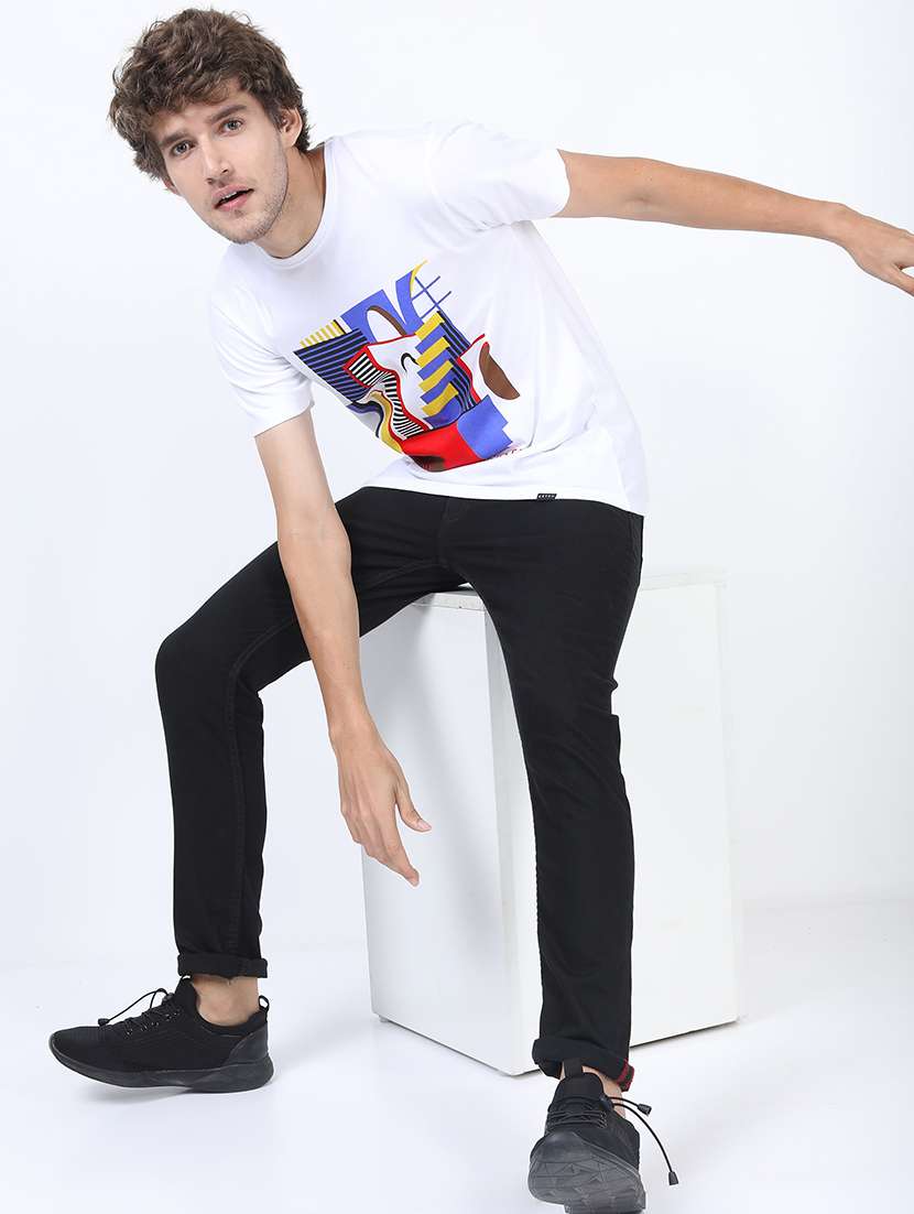 men front print round neck t-shirt - 21375405 -  Standard Image - 3