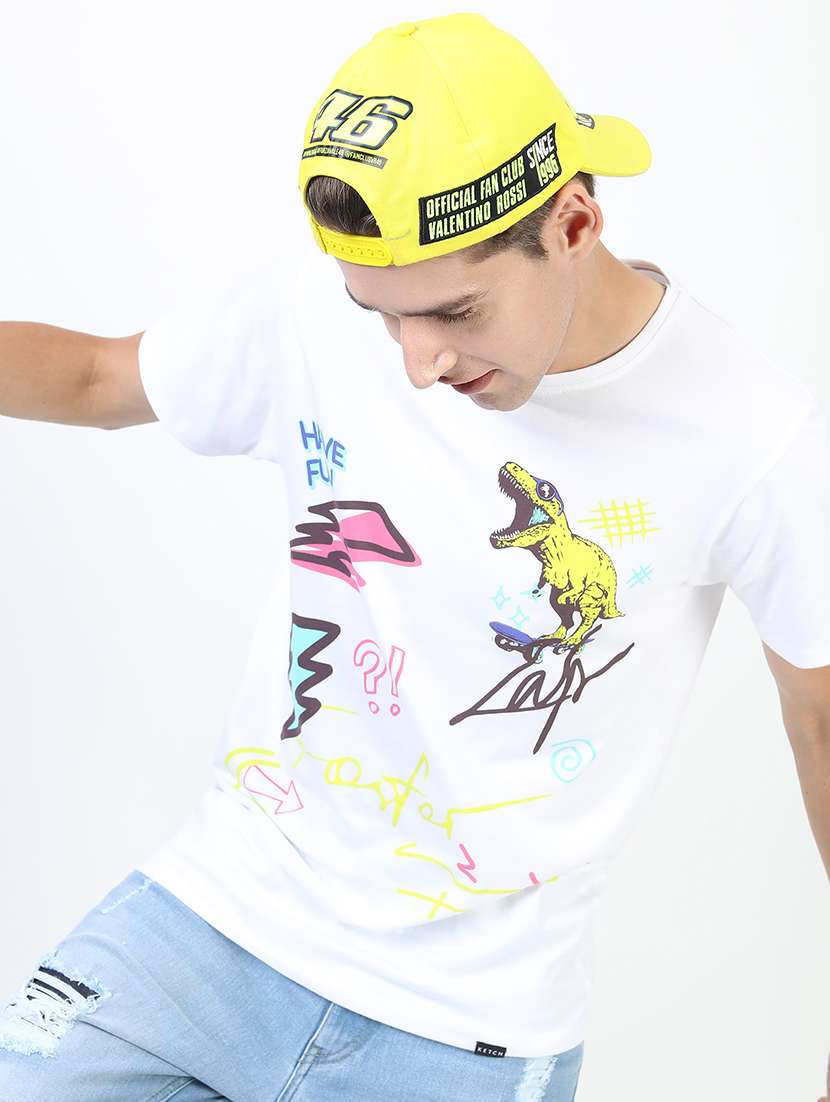 men front print round neck t-shirt - 21375406 -  Standard Image - 3