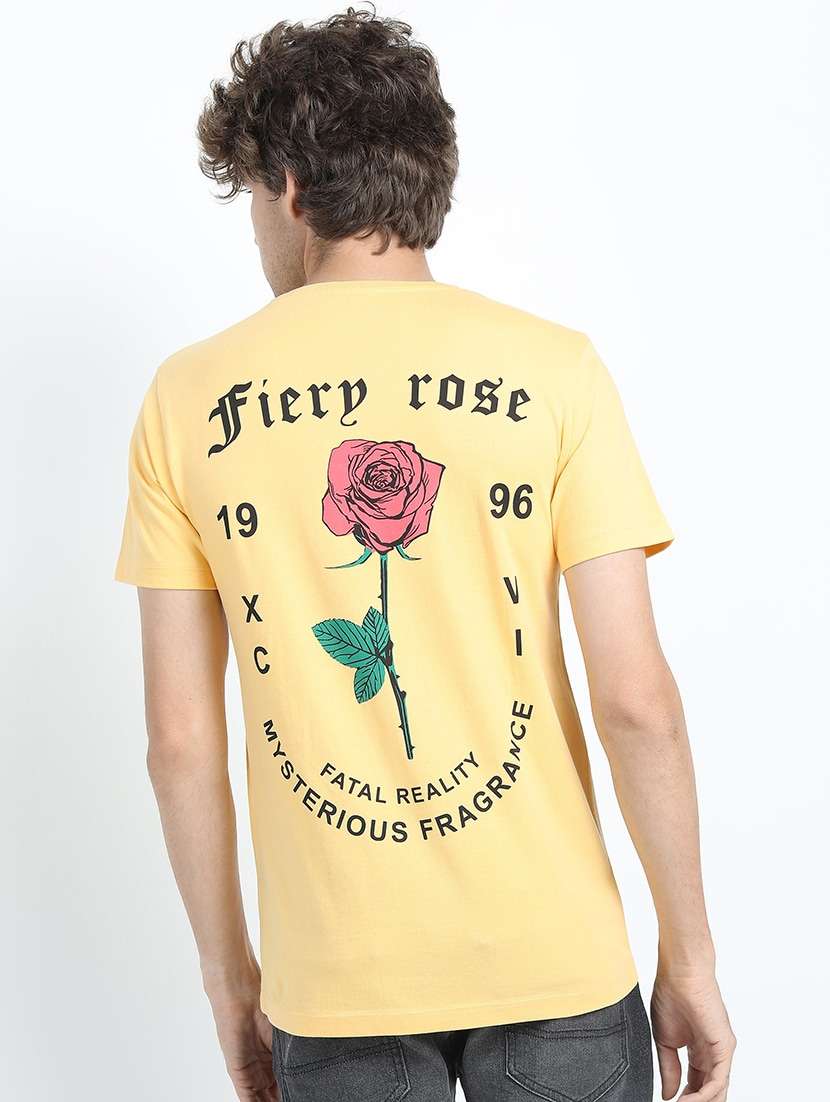 men back print cotton t-shirt