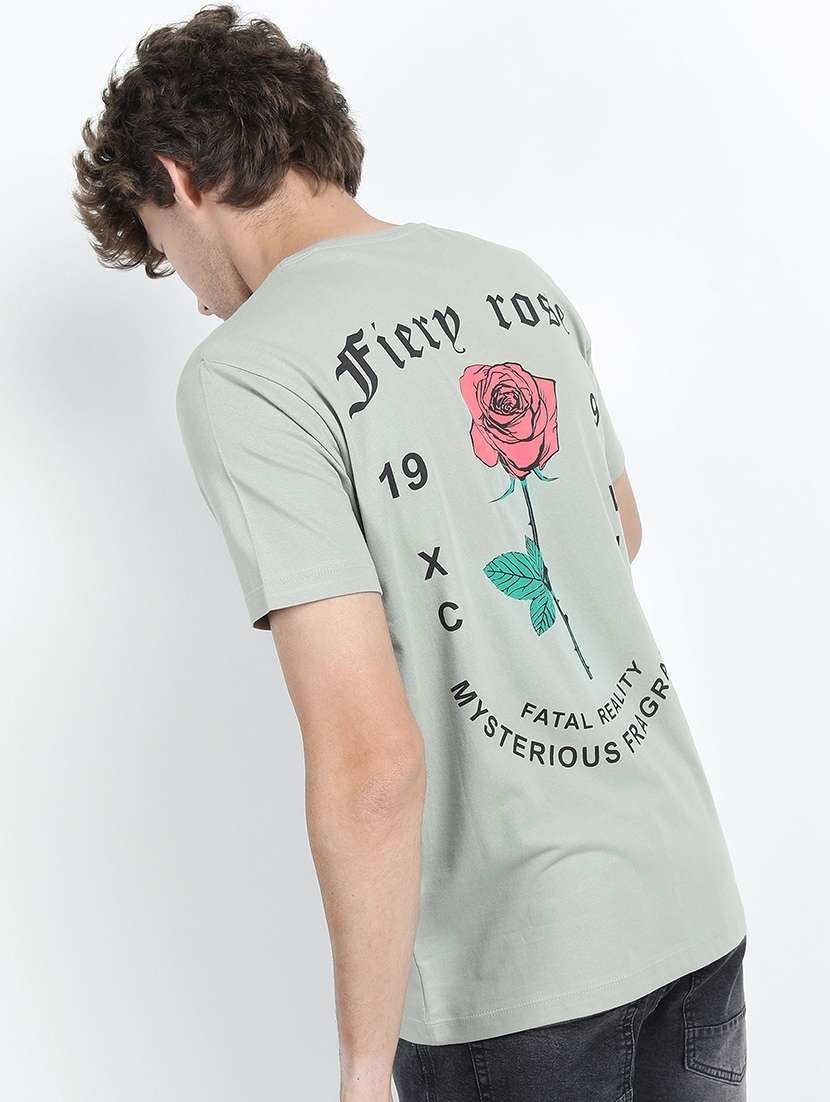 men back print cotton t-shirt