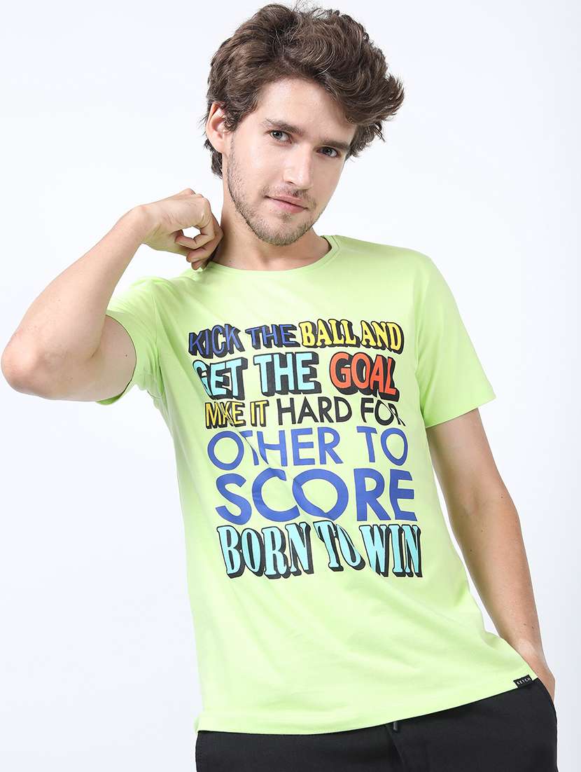 men front print round neck t-shirt