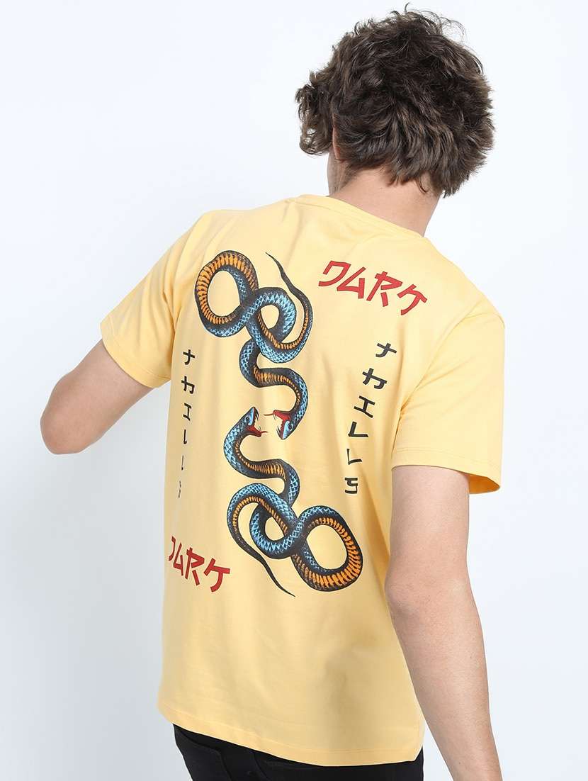 men back print cotton t-shirt