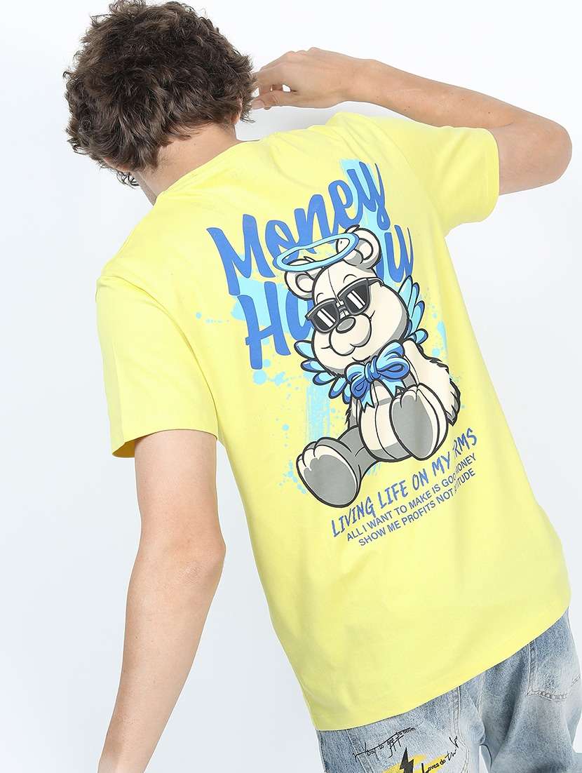 men back print cotton t-shirt