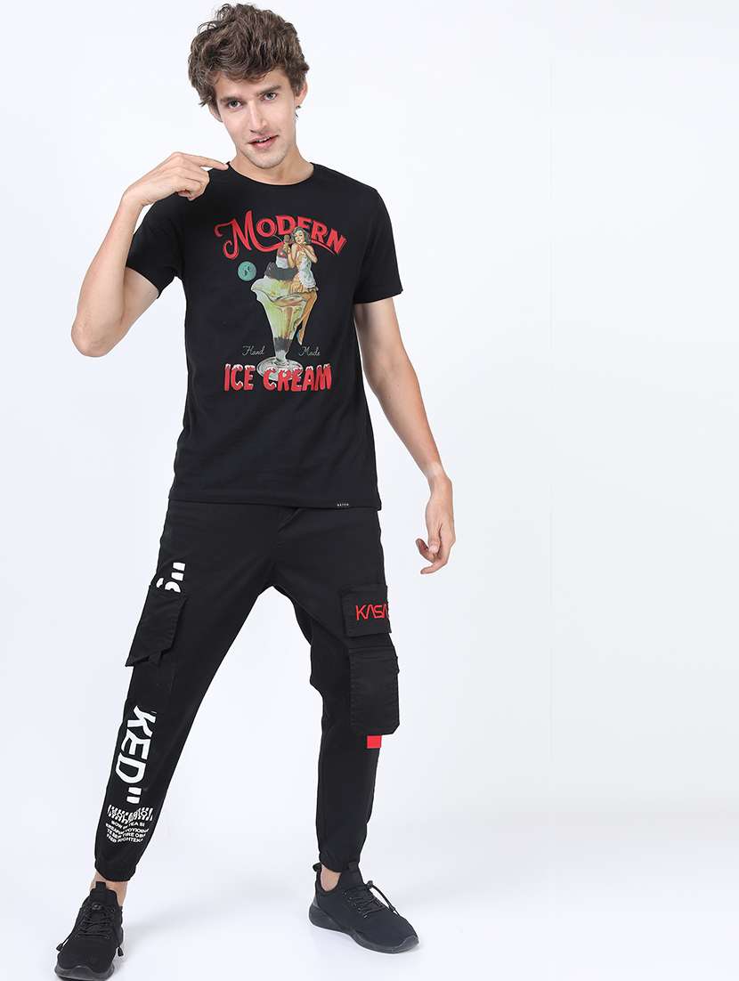 men front print round neck t-shirt - 21375447 -  Standard Image - 3