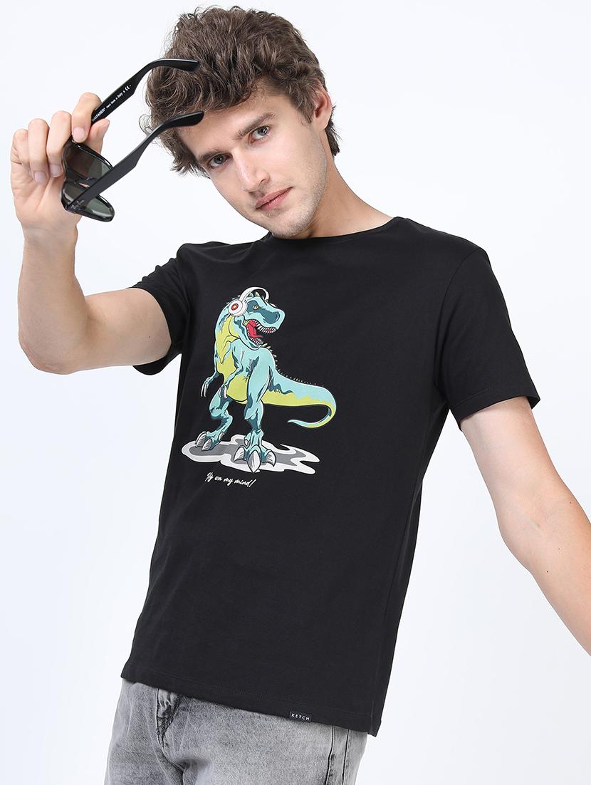 men front print round neck t-shirt - 21375454 - Zoom Image - 0