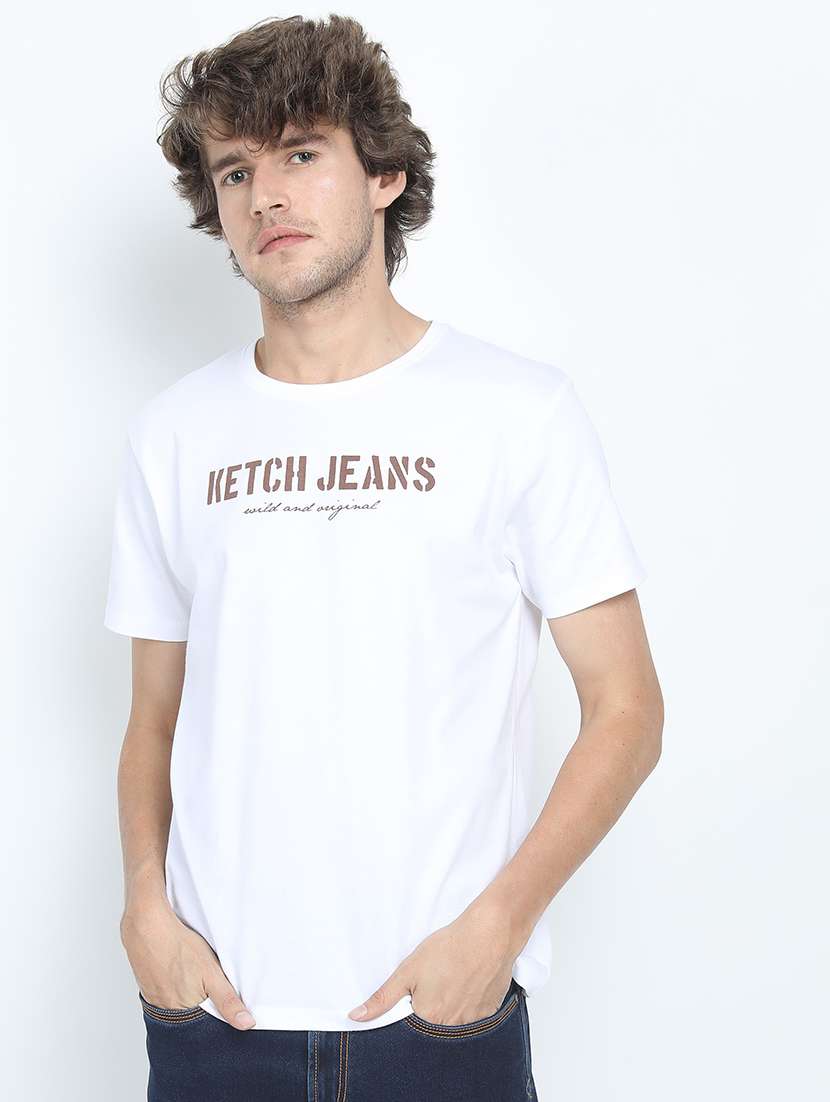 men short sleeve chest print t-shirt