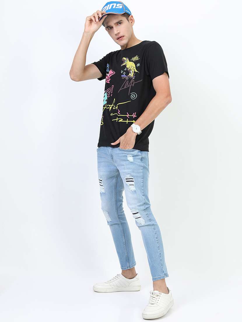 men front print short sleeves t-shirt - 21375517 -  Standard Image - 3