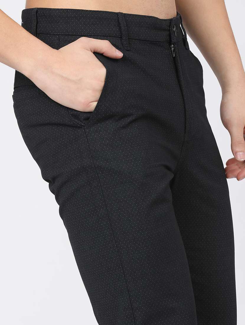 men low rise self design chinos - 21375545 -  Standard Image - 5