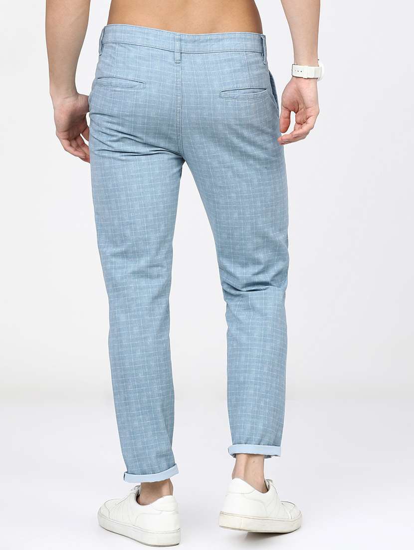 men mid rise checkered chinos - 21375547 - Standard Image - 3