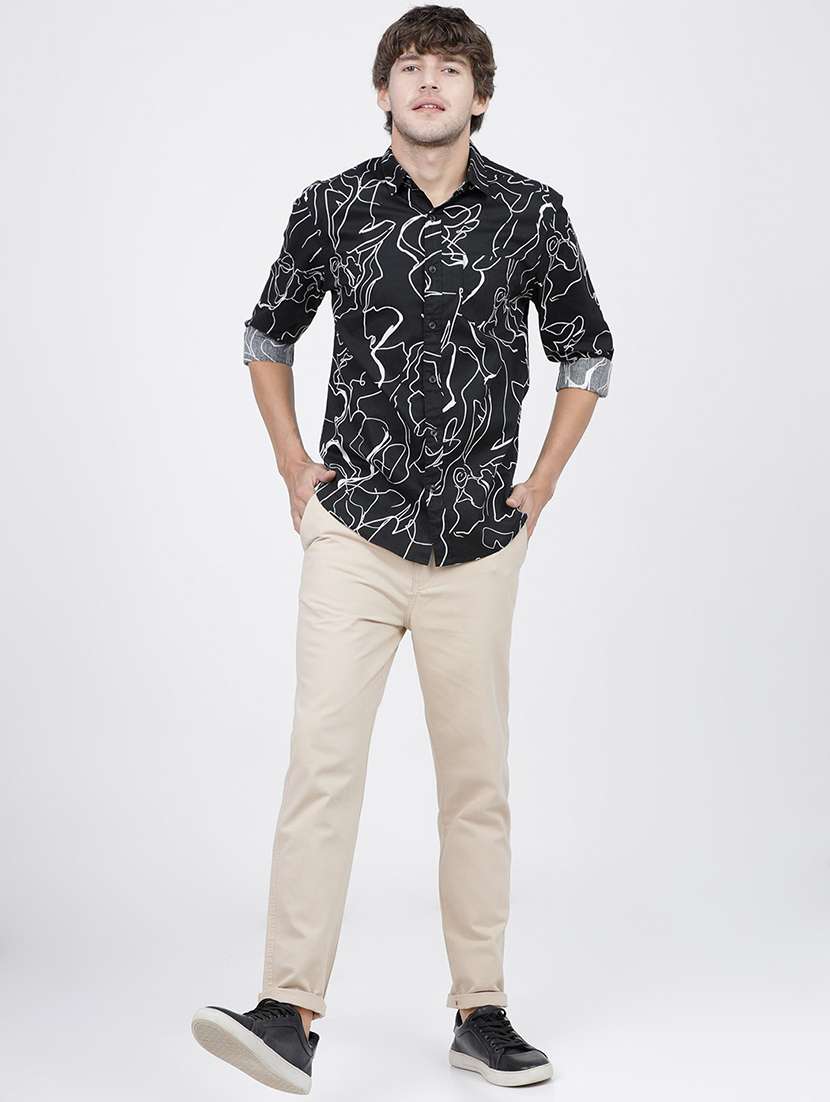 men solid mid rise chinos - 21375560 -  Standard Image - 3