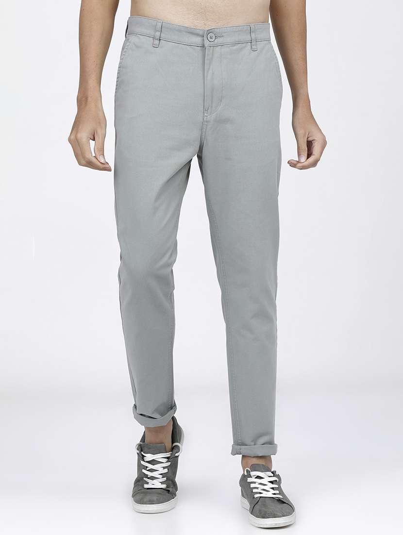 men mid rise solid chinos - 21375576 -  Zoom Image - 0