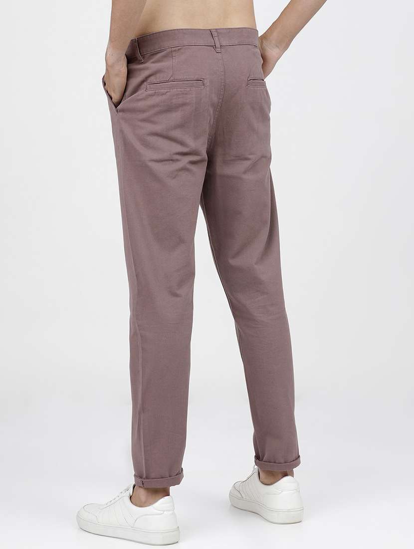 men mid rise solid chinos - 21375581 - Standard Image - 3