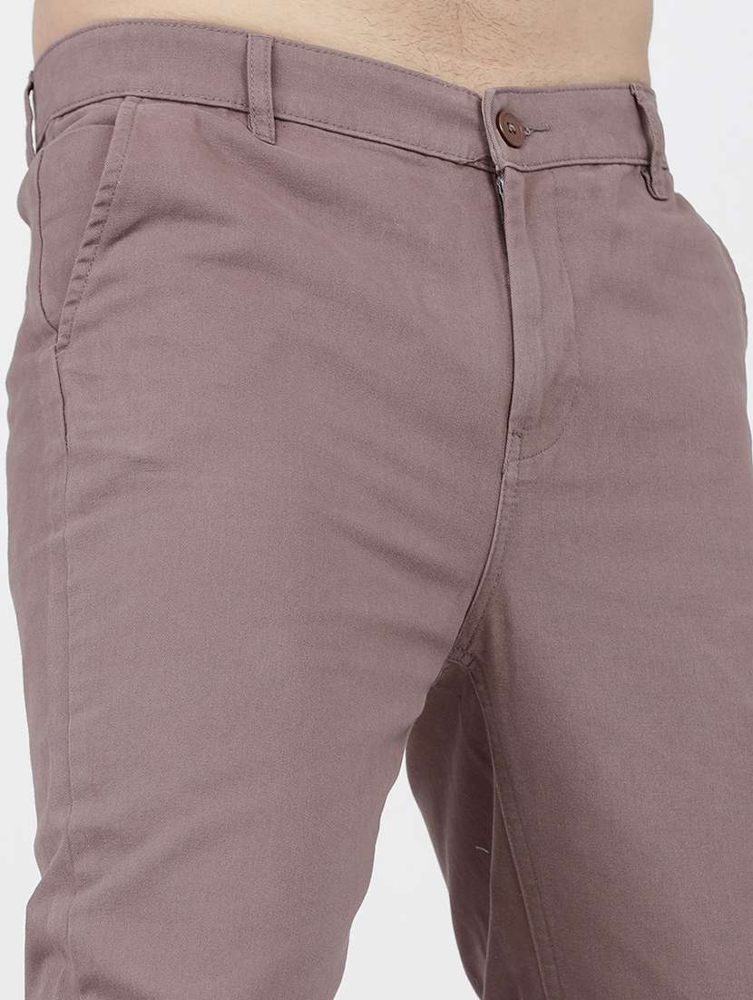men mid rise solid chinos - 21375581 - Standard Image - 5