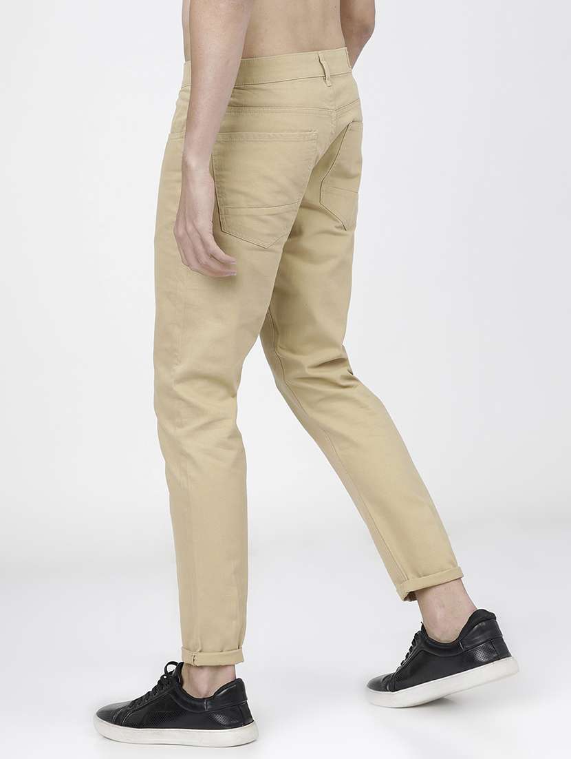 men mid rise solid chinos - 21375607 -  Standard Image - 3