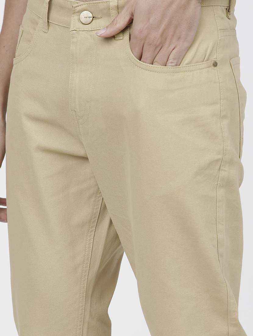 men mid rise solid chinos - 21375607 -  Standard Image - 5