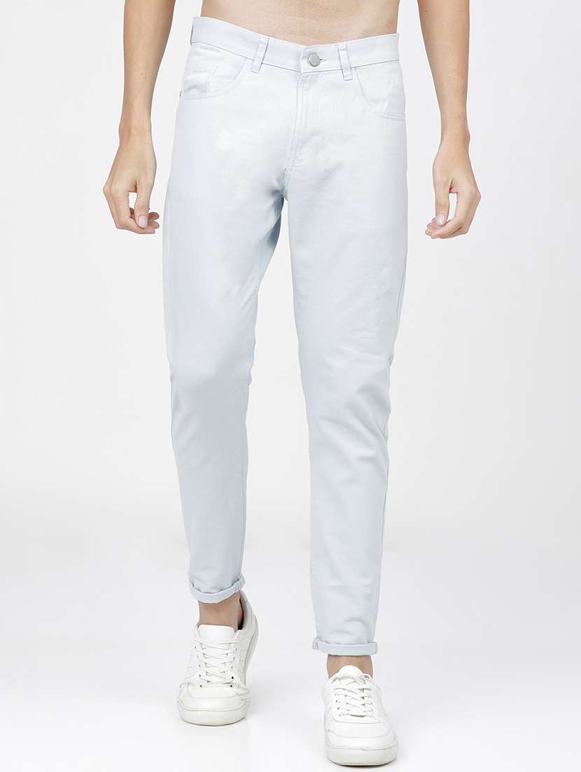 men mid rise solid chinos
