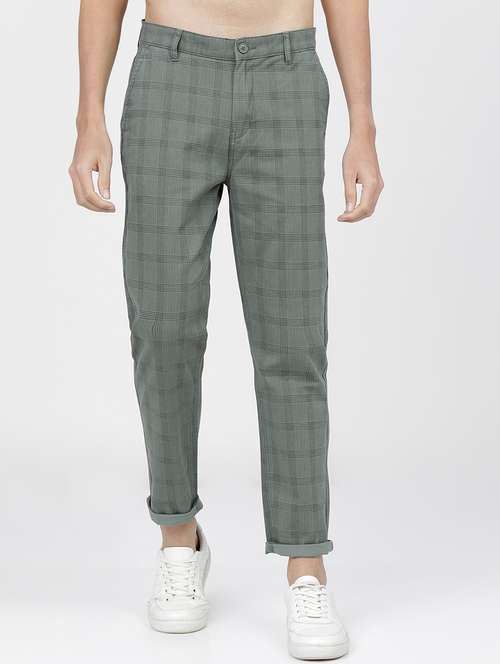 men mid rise checkered chinos - 21375637 -  Standard Image - 0