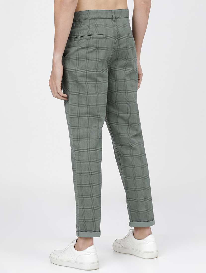 men mid rise checkered chinos - 21375637 -  Standard Image - 3
