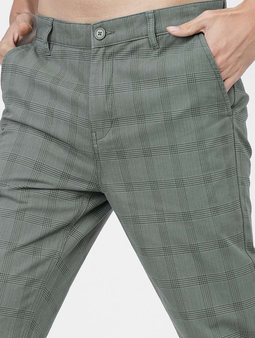 men mid rise checkered chinos - 21375637 -  Standard Image - 5