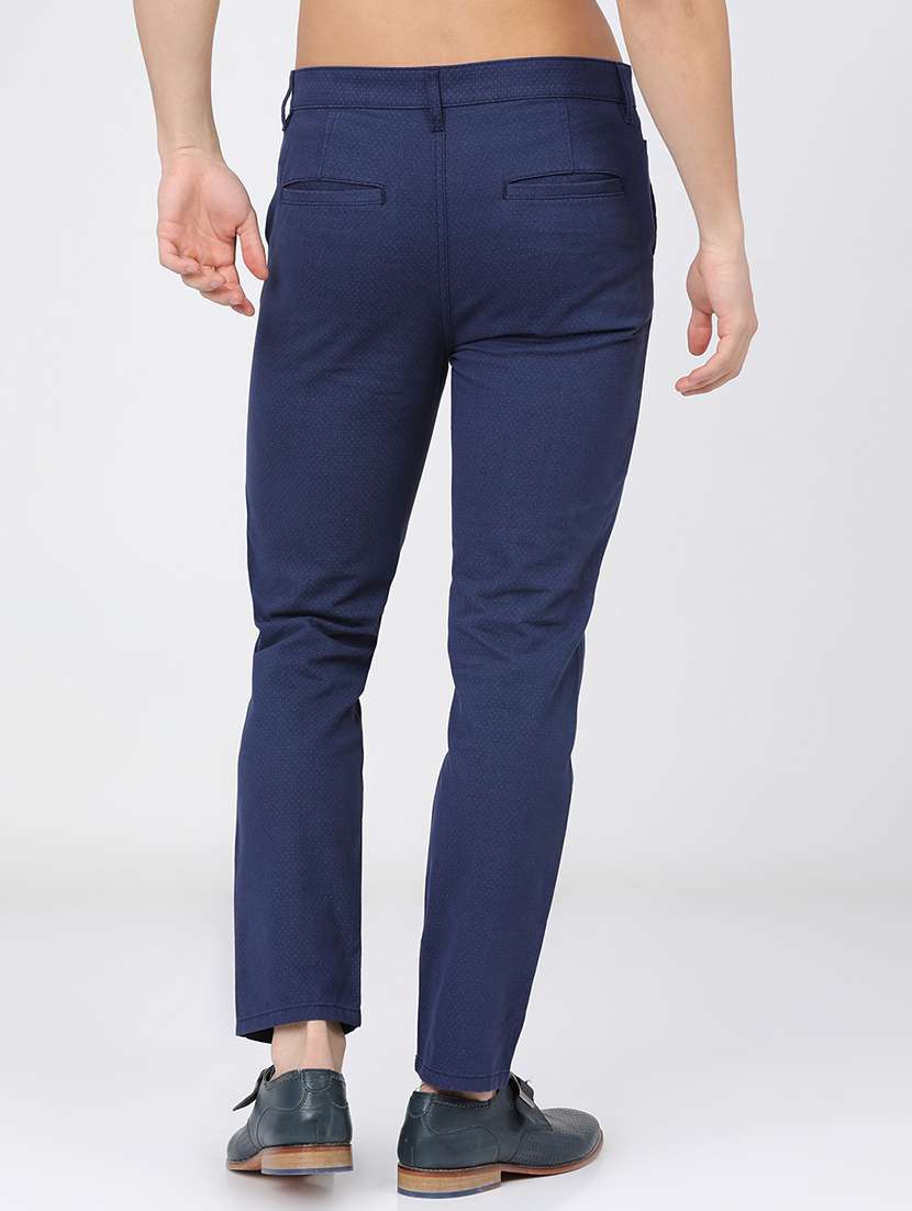 men mid rise self design chinos  - 21375642 -  Standard Image - 3