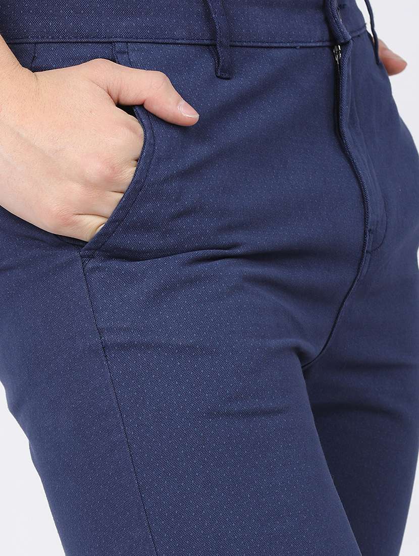 men mid rise self design chinos  - 21375642 -  Standard Image - 5