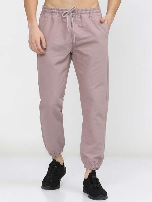 men mid rise solid joggers - 21375645 - Standard Image - 0