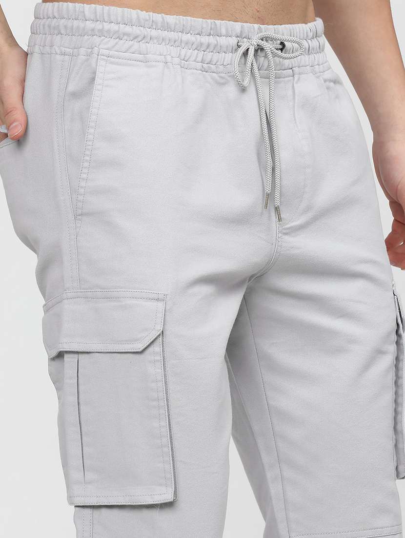 men mid rise solid cargos - 21375647 - Standard Image - 5