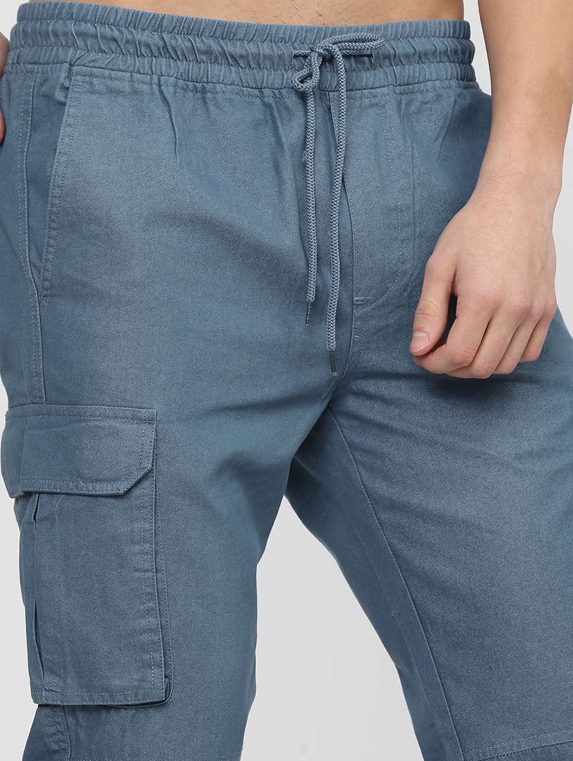 men mid rise solid cargos - 21375651 -  Standard Image - 5