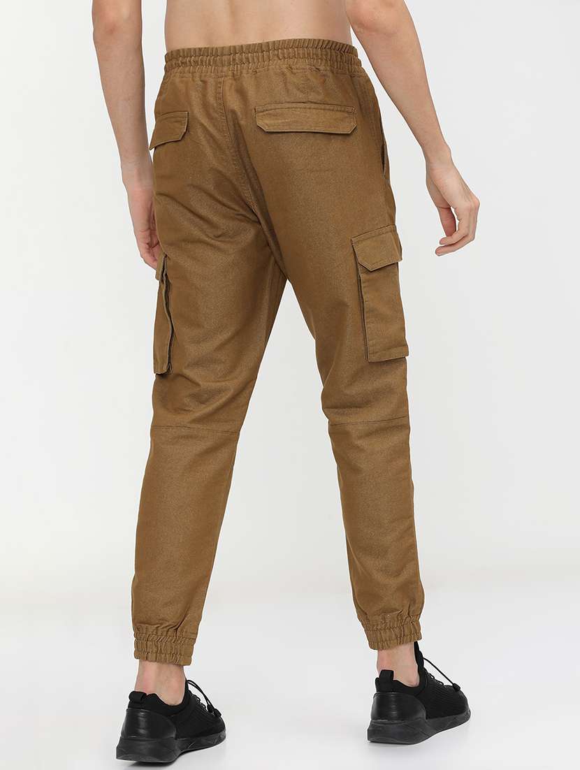 men mid rise solid cargos - 21375654 -  Standard Image - 3