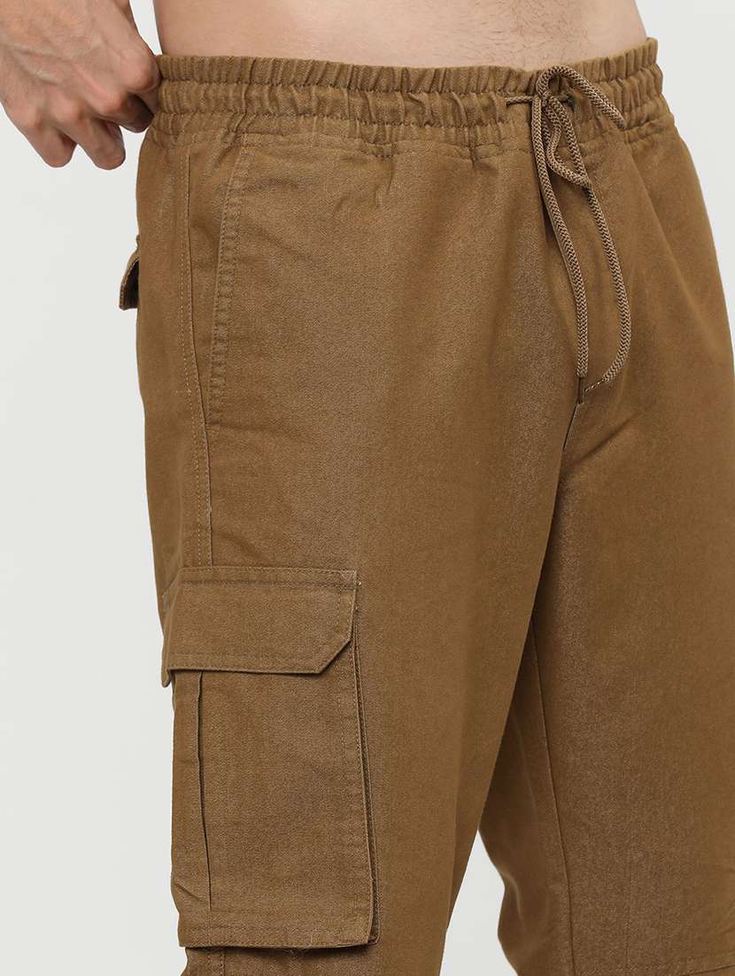 men mid rise solid cargos - 21375654 -  Standard Image - 5