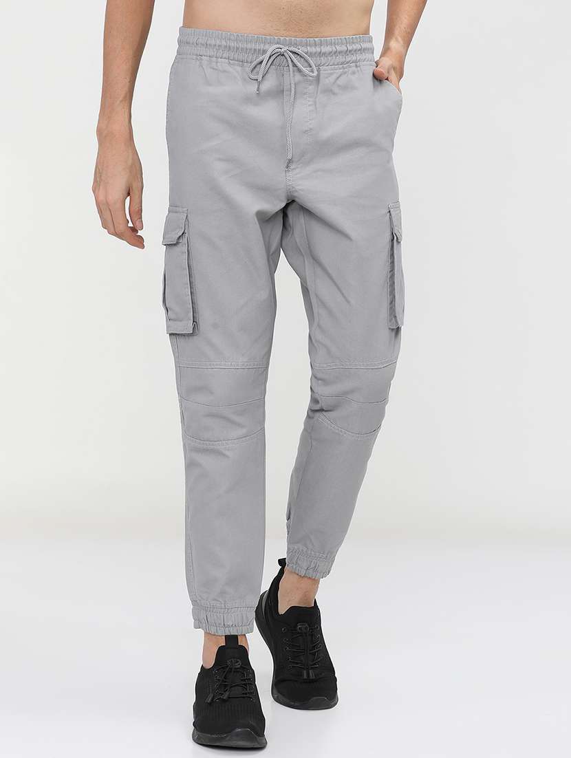 men mid rise solid cargos