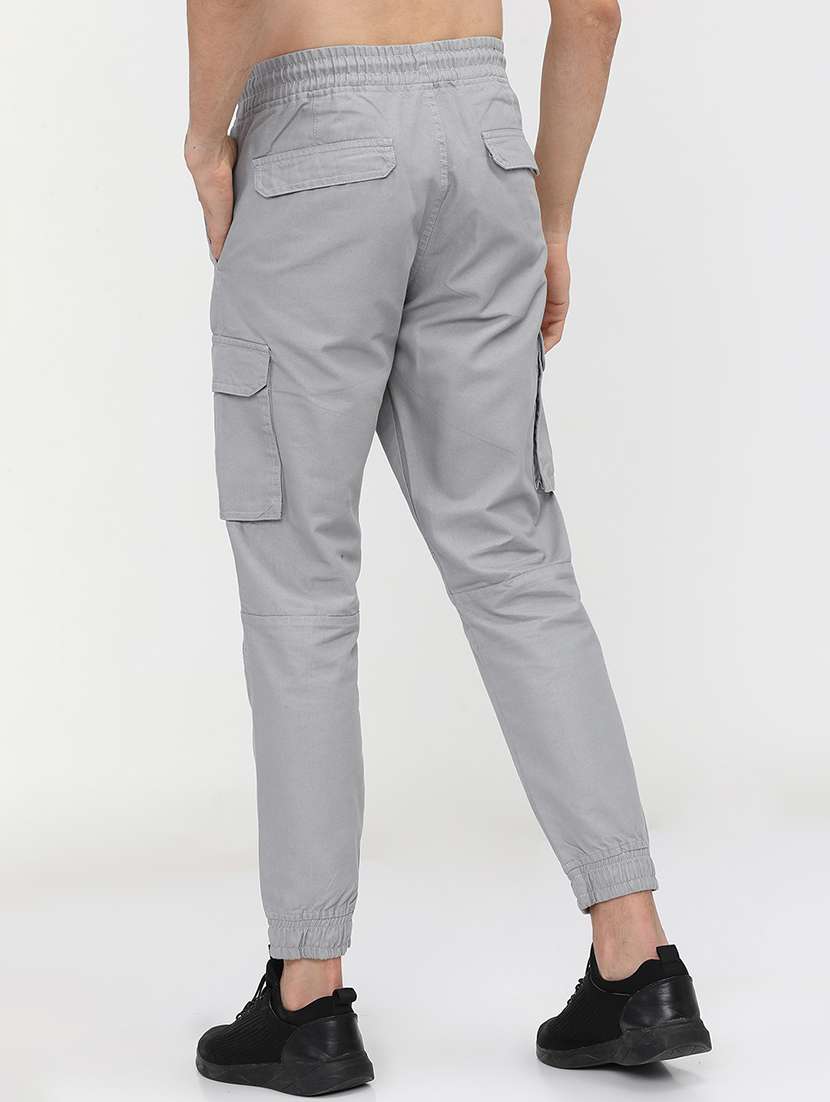 men mid rise solid cargos - 21375656 -  Standard Image - 3