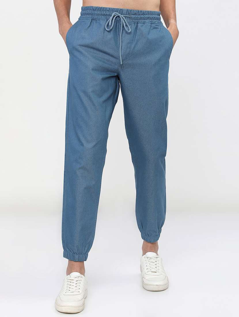 men mid rise solid joggers