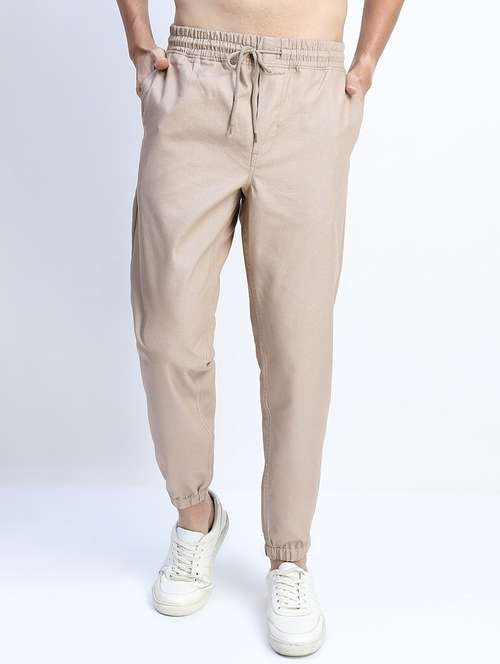 men mid rise solid joggers - 21375669 - Standard Image - 0