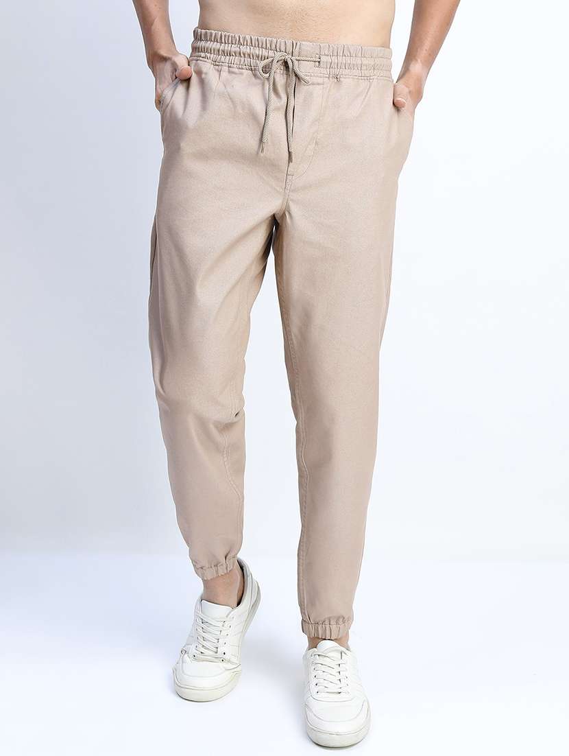 men mid rise solid joggers - 21375669 - Zoom Image - 0