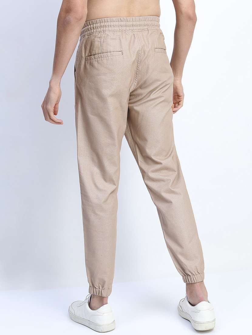 men mid rise solid joggers - 21375669 - Standard Image - 3