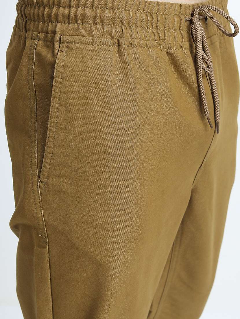 men brown solid mid rise joggers - 21375673 -  Standard Image - 5