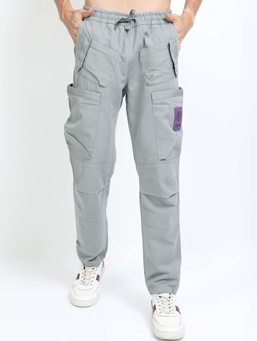 men mid rise solid cargos - 21375686 - Standard Image - 0