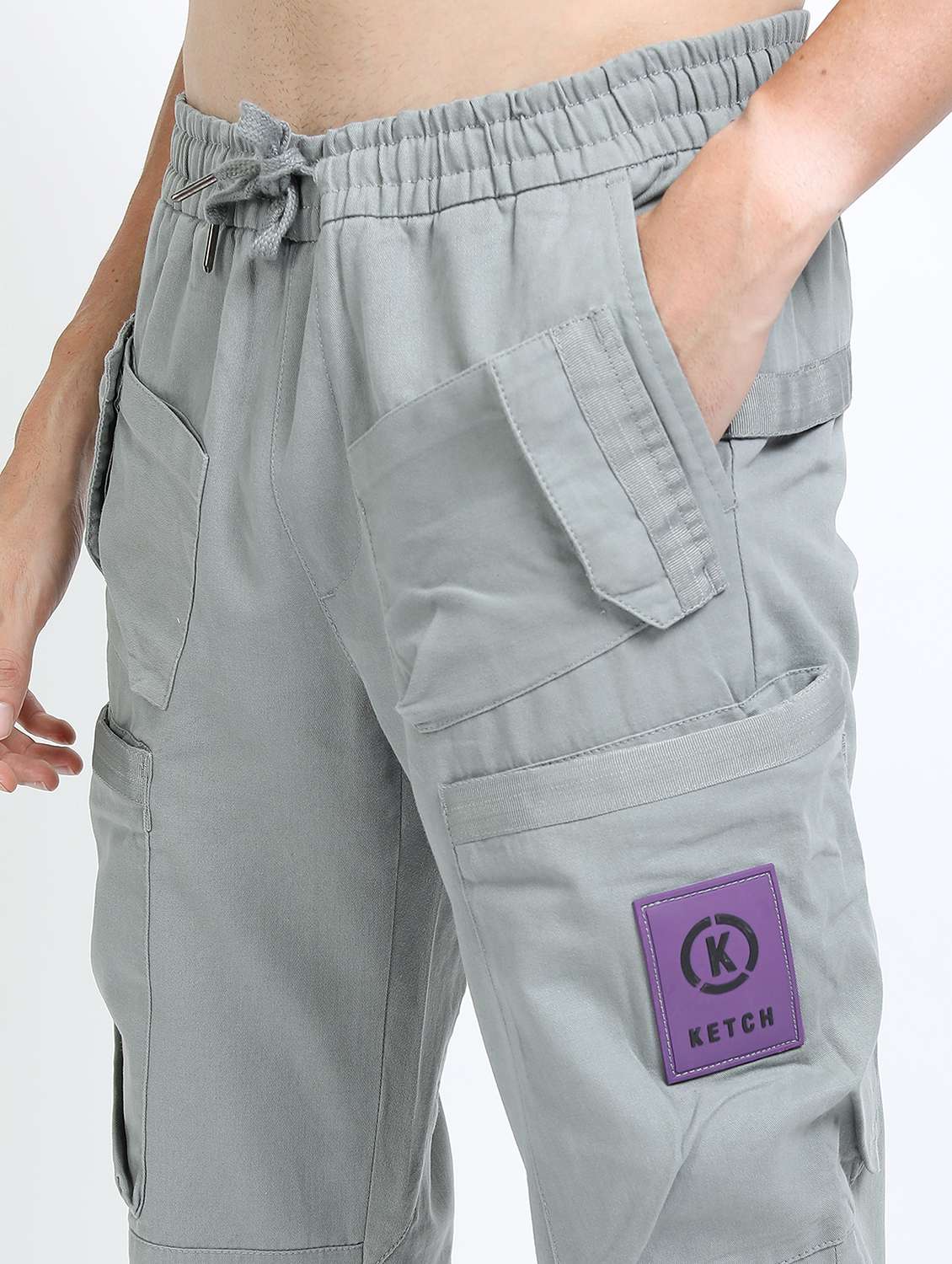men mid rise solid cargos - 21375686 - Standard Image - 5