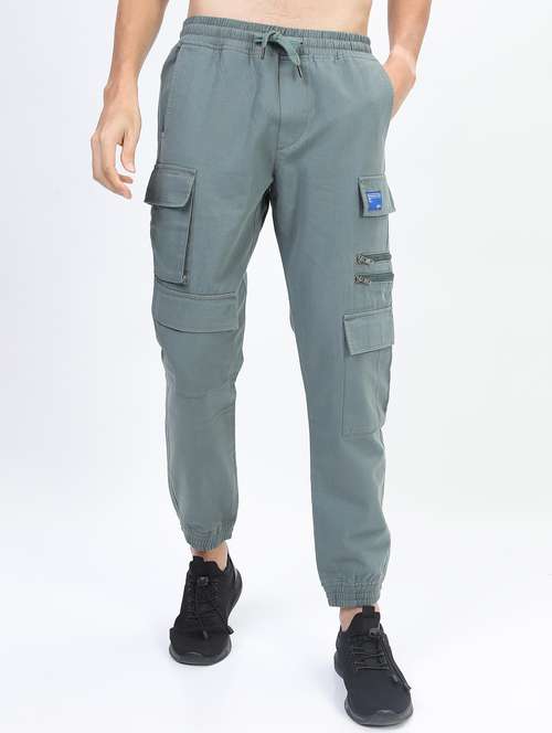 men mid rise solid cargos - 21375688 -  Standard Image - 0