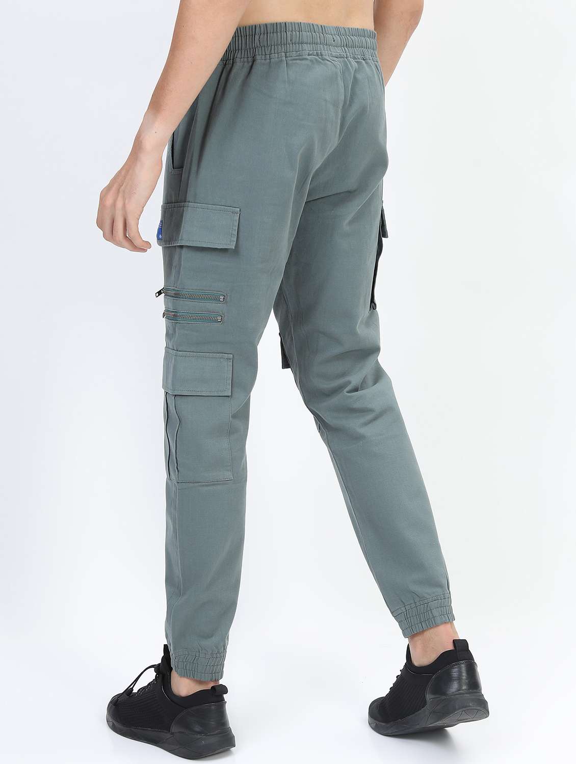 men mid rise solid cargos - 21375688 -  Standard Image - 3