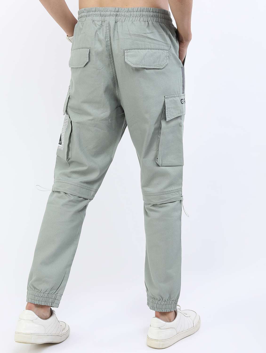 men mid rise solid cargos - 21375696 -  Standard Image - 3