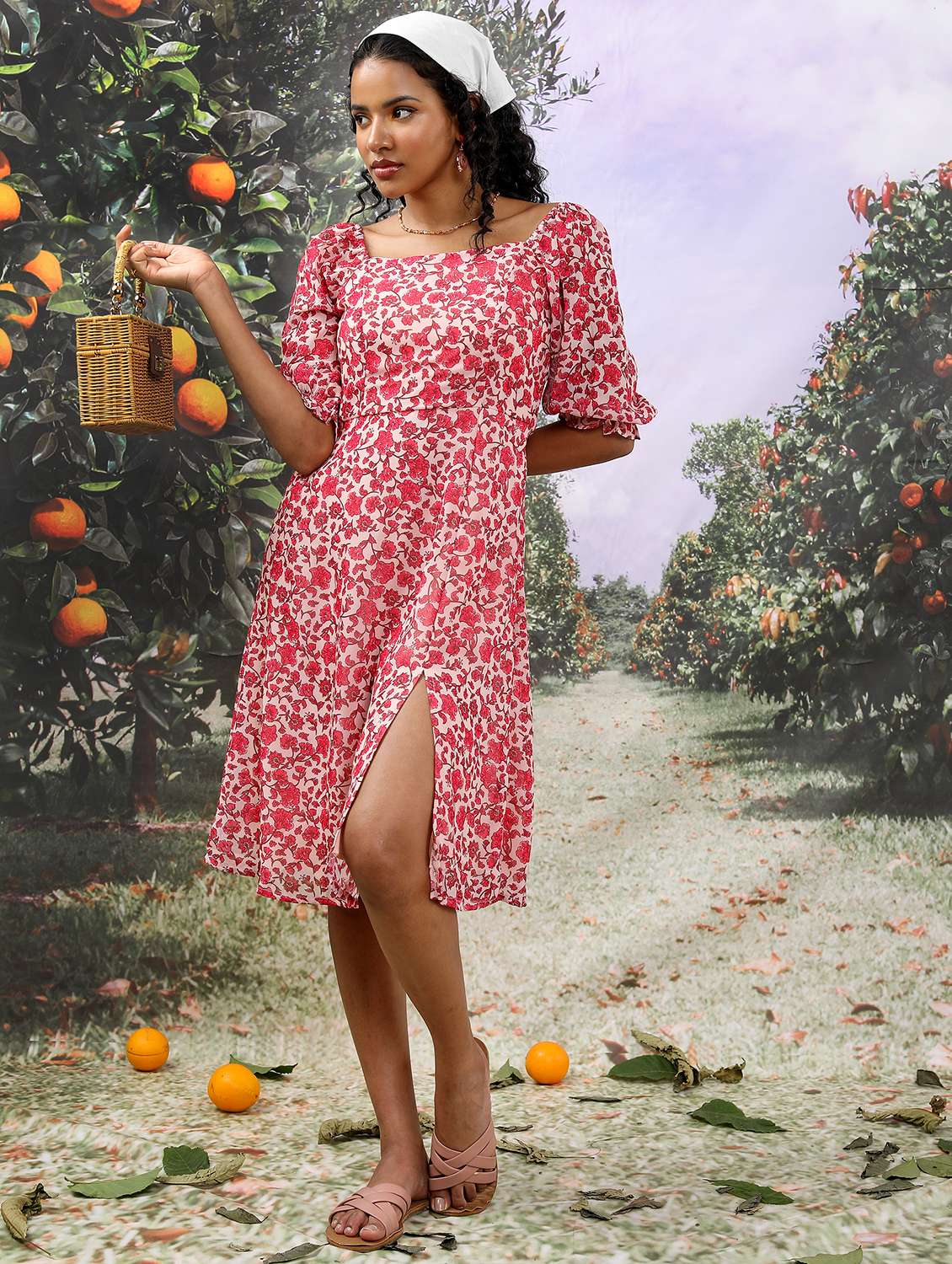 multicolored floral printed fit & flare dress - 21375801 -  Zoom Image - 0
