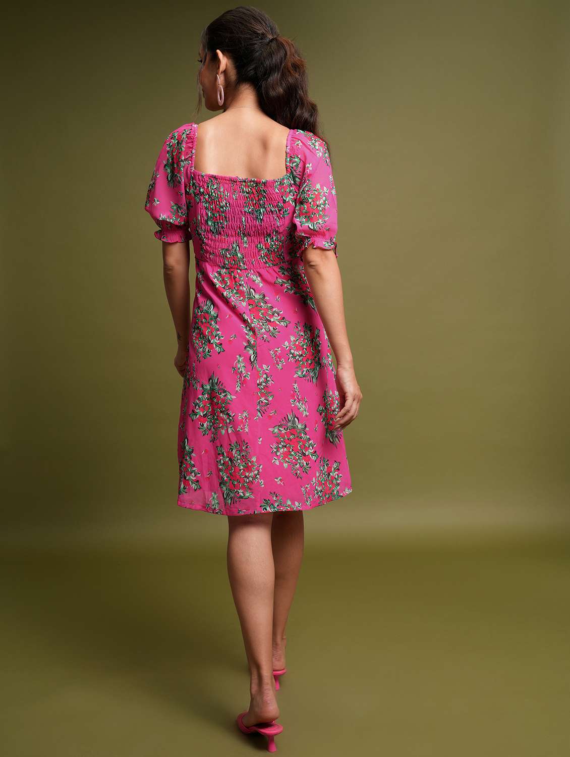 multicolored floral printed fit & flare dress - 21375802 -  Standard Image - 3