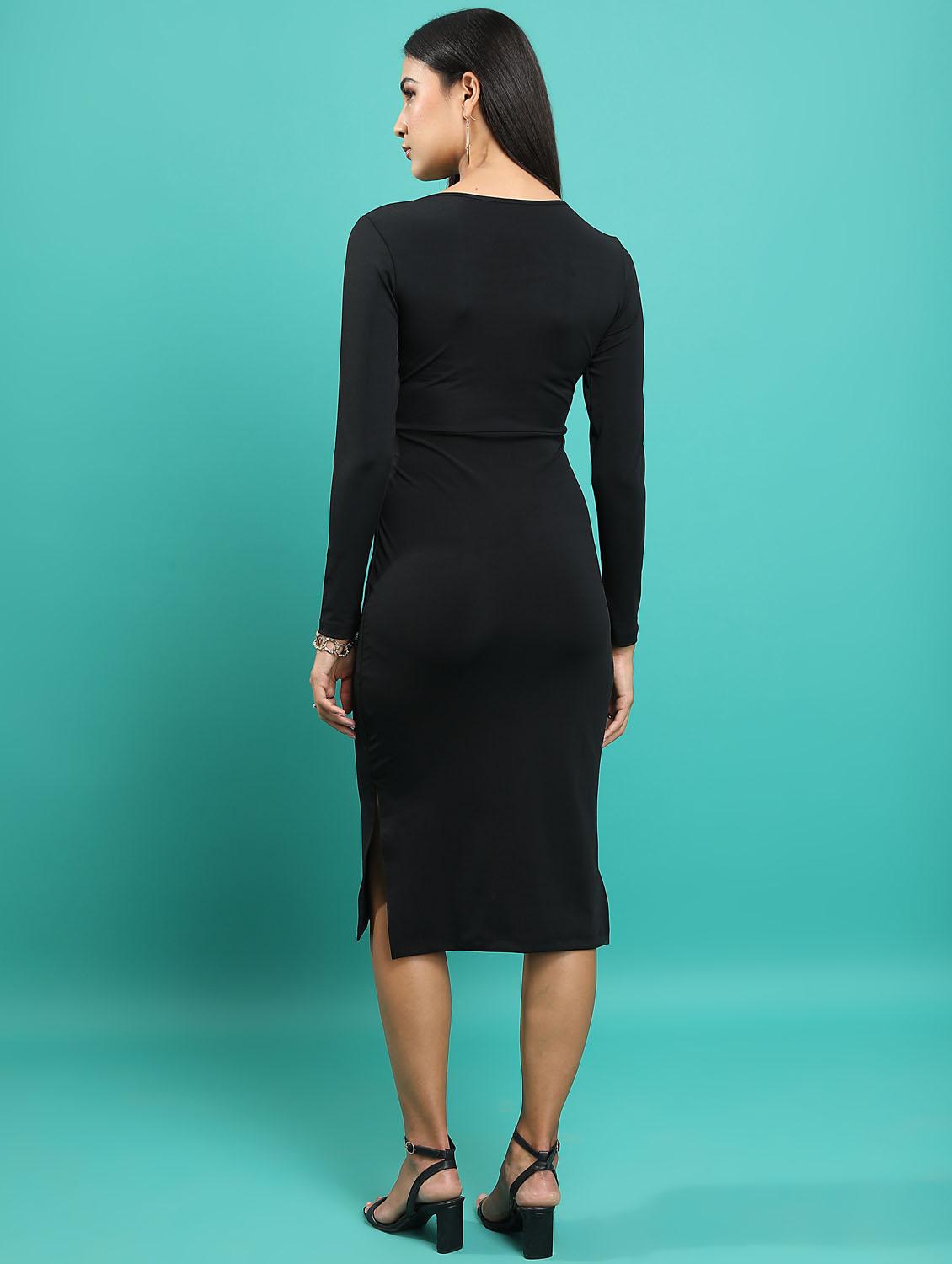 black cotton blend sheath dress - 21375812 - Standard Image - 3