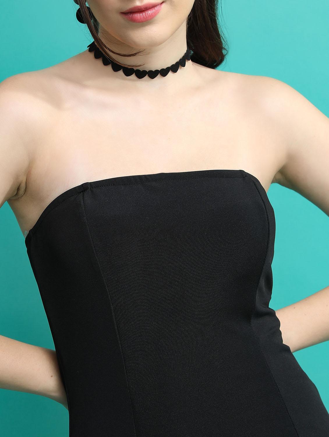 black cotton blend tube bodycon dress - 21375816 - Standard Image - 5