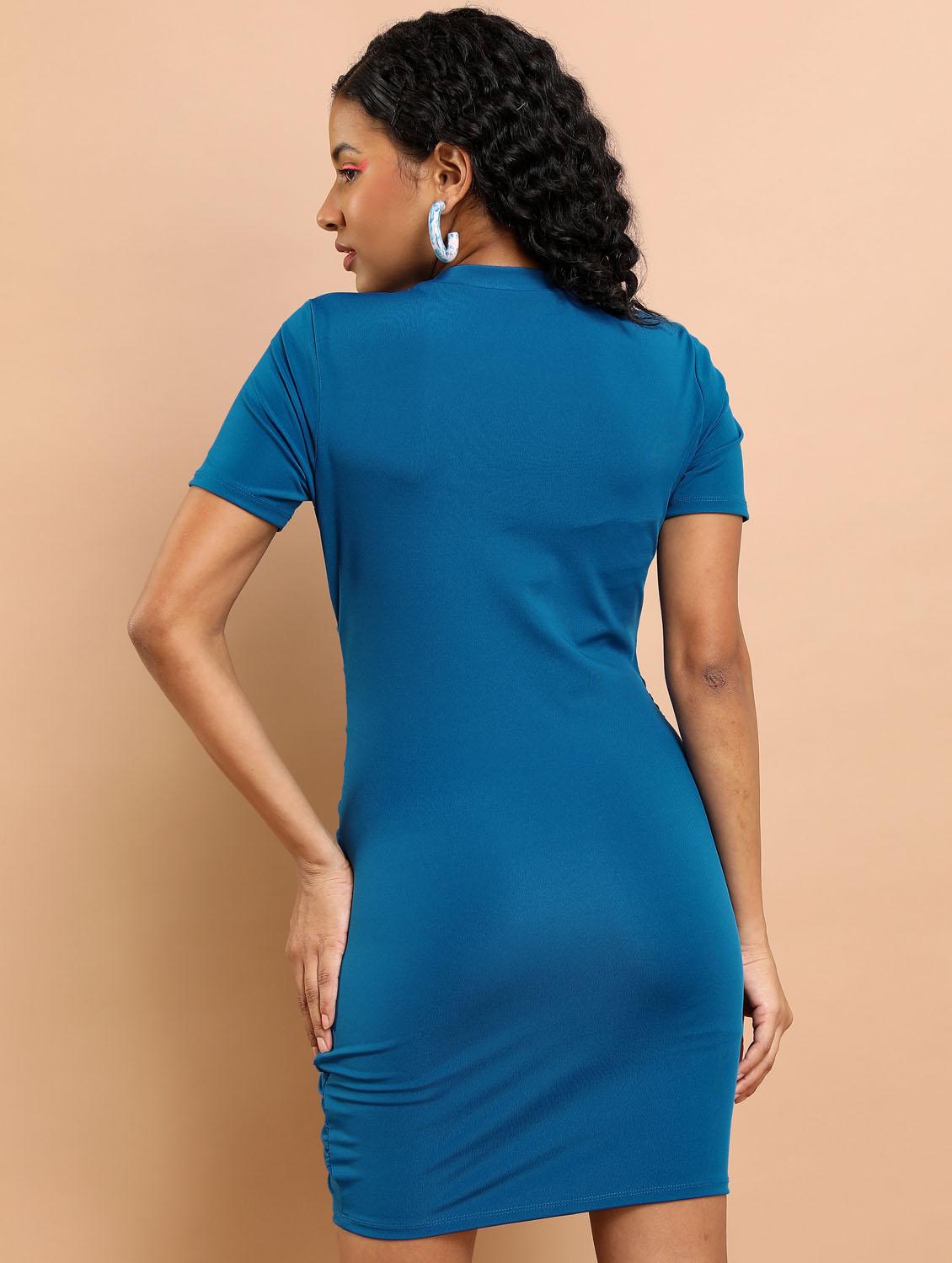 blue solid bodycon dress - 21375820 - Standard Image - 3